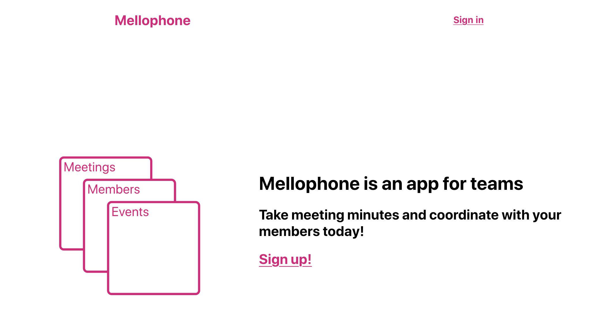 A screenshot of Mellophone&rsquo;s landing page